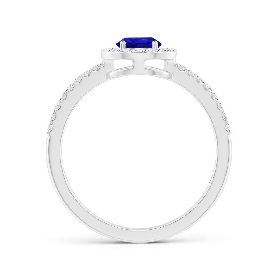 7x5mm AAAA Pear Tanzanite and Diamond Halo Split Shank Ring in P950 Platinum product image