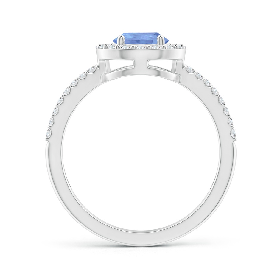 8x6mm A Pear Tanzanite and Diamond Halo Split Shank Ring in White Gold product image