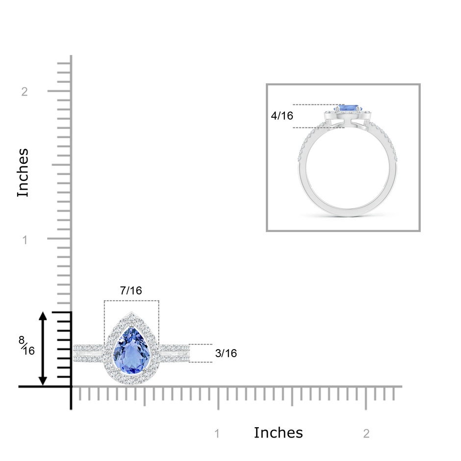 8x6mm A Pear Tanzanite and Diamond Halo Split Shank Ring in White Gold product image