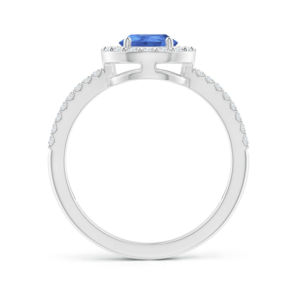 8x6mm AA Pear Tanzanite and Diamond Halo Split Shank Ring in White Gold product image