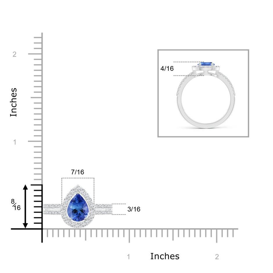 8x6mm AA Pear Tanzanite and Diamond Halo Split Shank Ring in White Gold product image