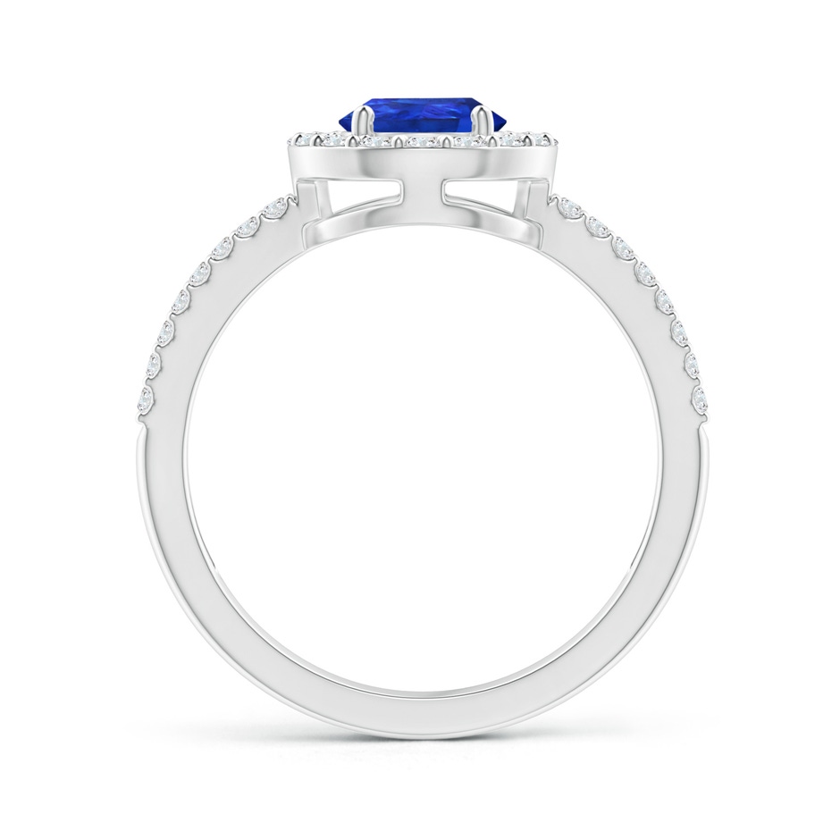 8x6mm AAA Pear Tanzanite and Diamond Halo Split Shank Ring in White Gold product image