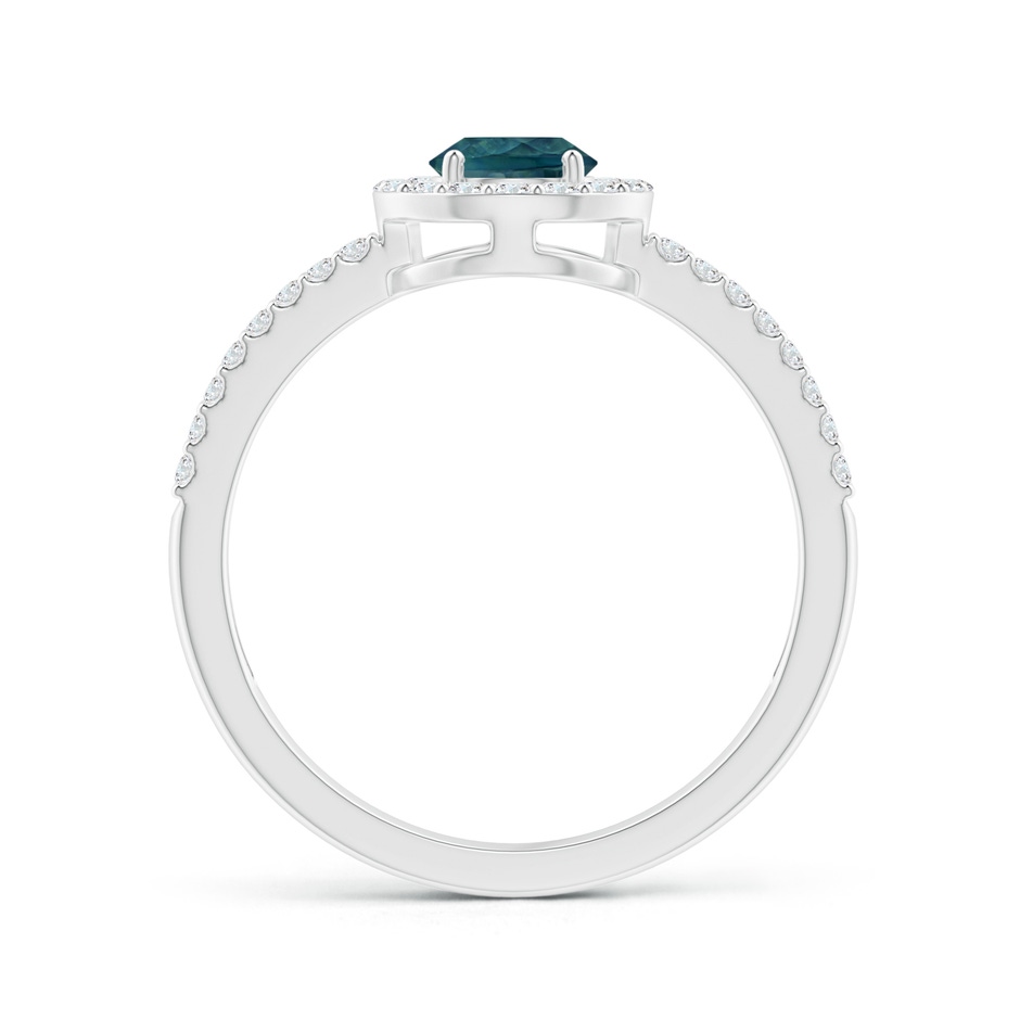 7x5mm AAA Pear Teal Montana Sapphire and Diamond Halo Split Shank Ring in White Gold product image