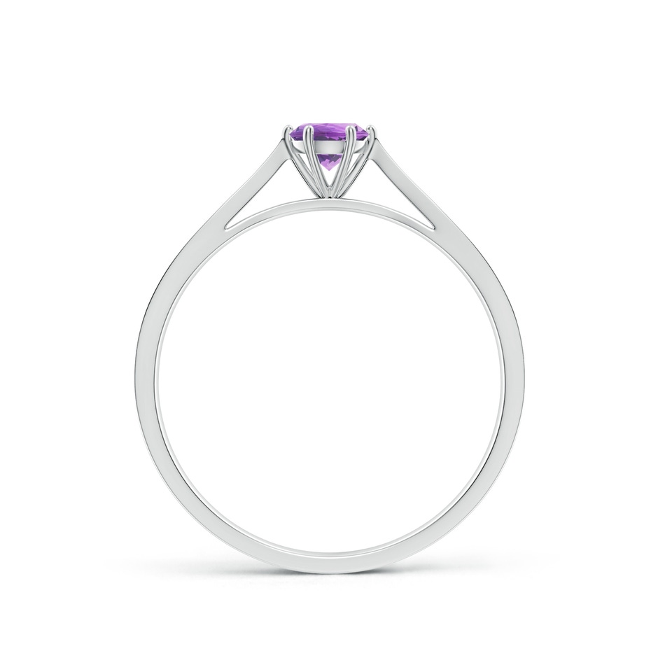 4mm A Tapered Shank Amethyst Solitaire Ring with Diamonds in P950 Platinum side-1