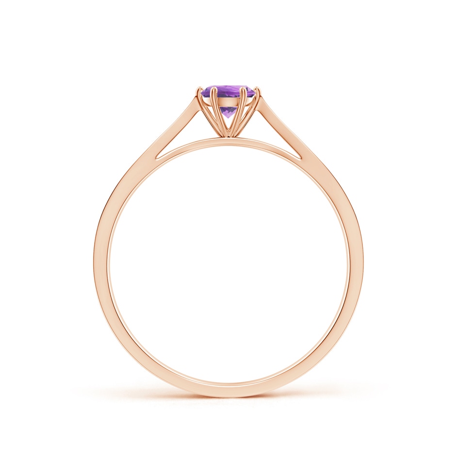 4mm A Tapered Shank Amethyst Solitaire Ring with Diamonds in Rose Gold side-1
