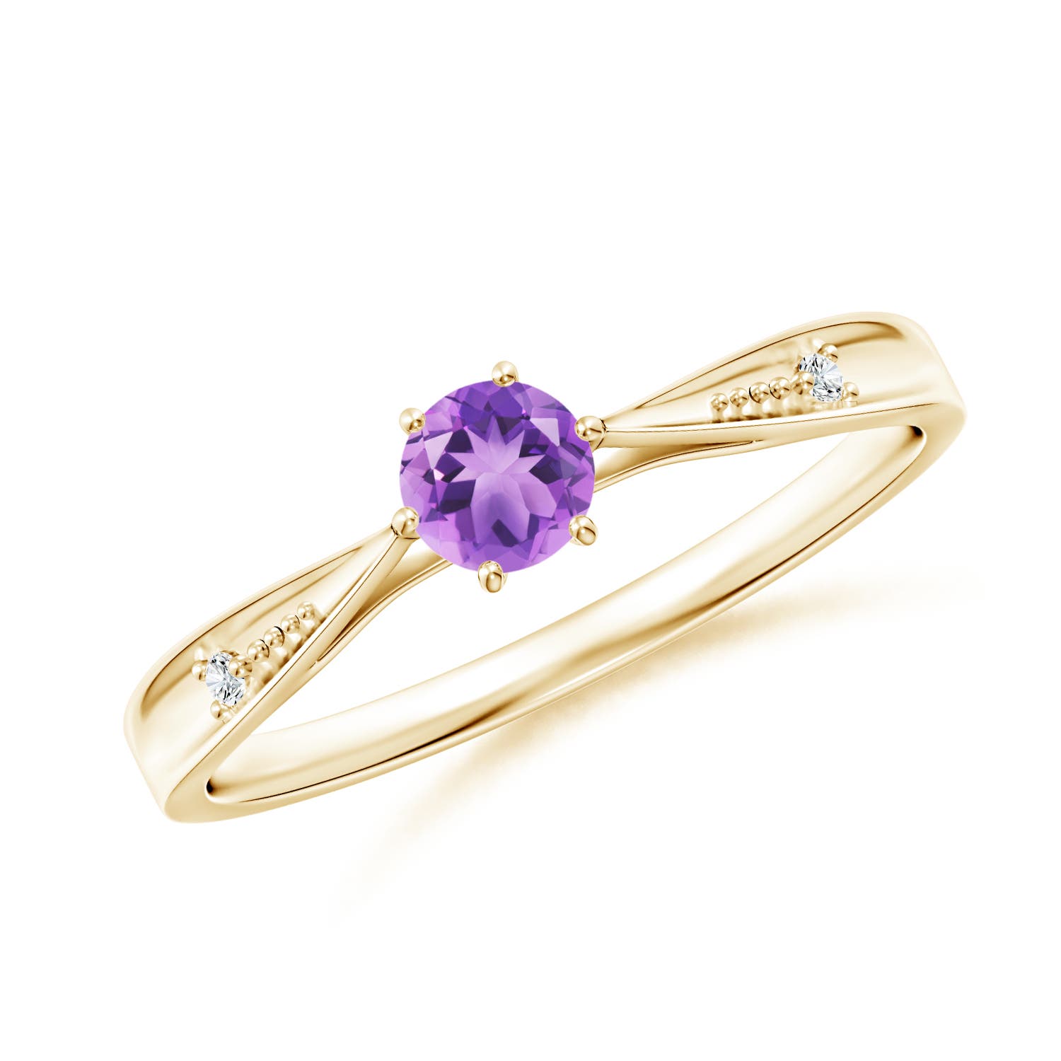 A - Amethyst / 0.26 CT / 14 KT Yellow Gold