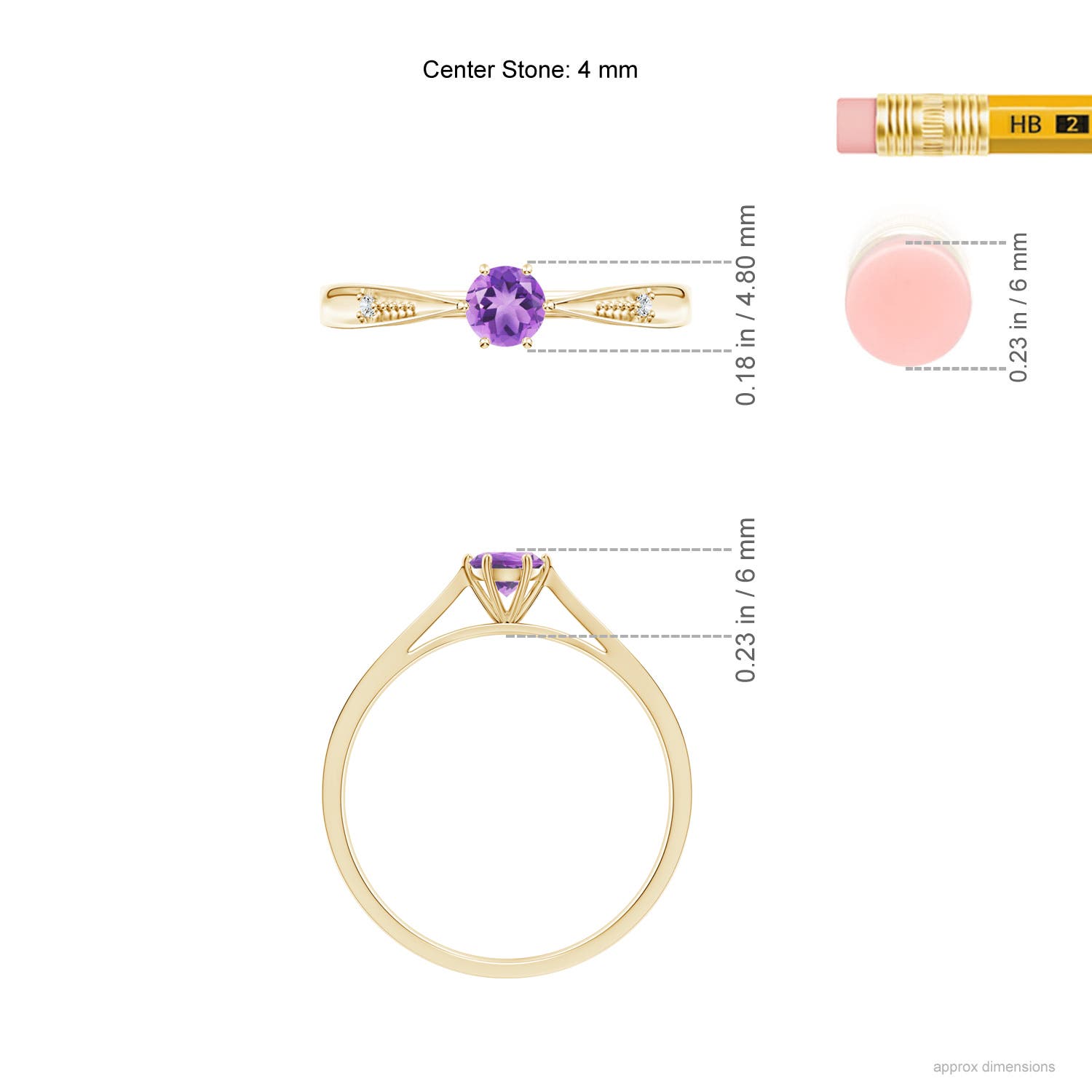 A - Amethyst / 0.26 CT / 14 KT Yellow Gold