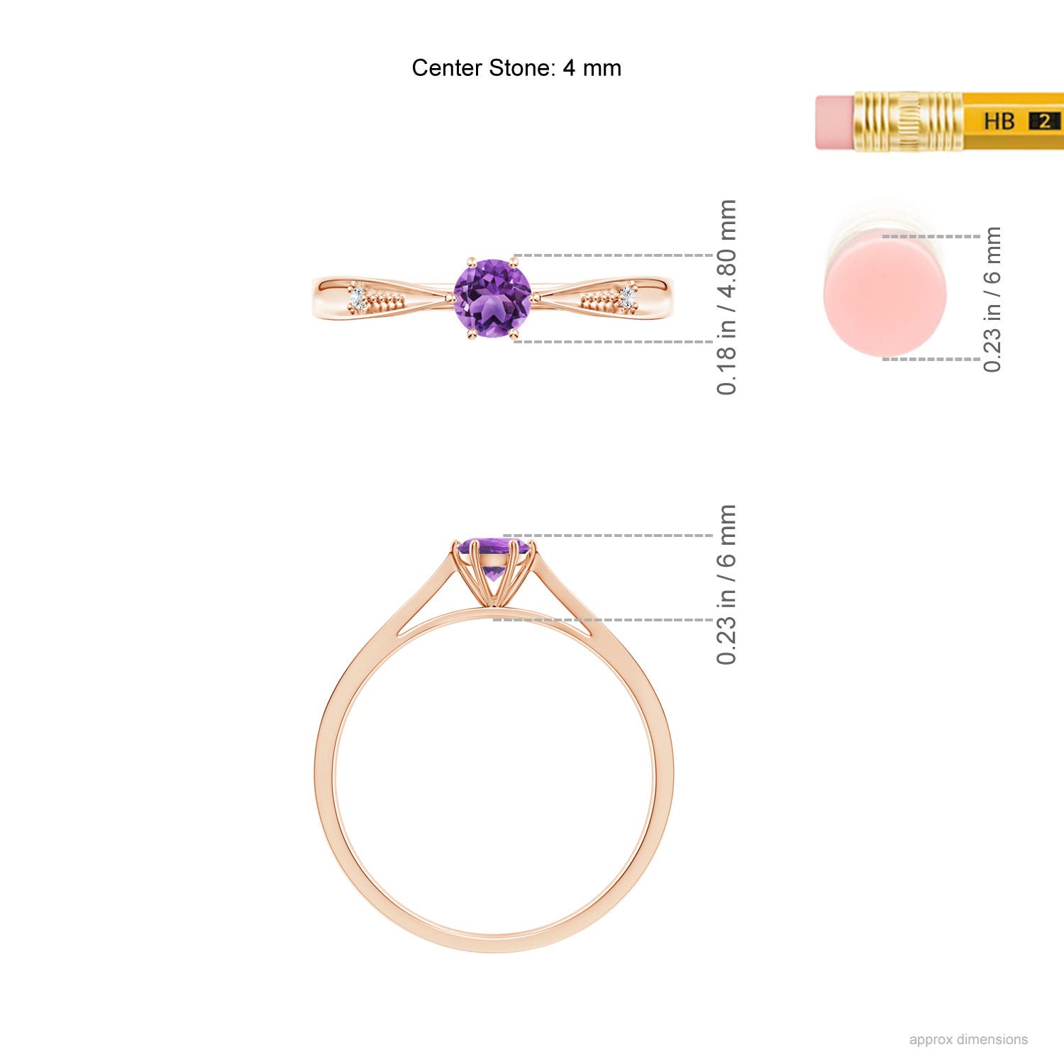 AA - Amethyst / 0.26 CT / 14 KT Rose Gold