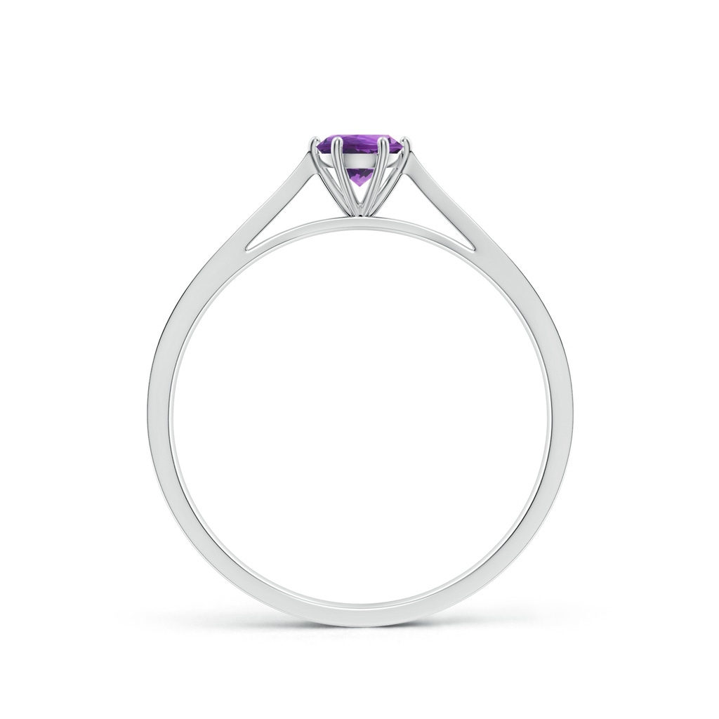 4mm AAA Tapered Shank Amethyst Solitaire Ring with Diamonds in P950 Platinum - side_1