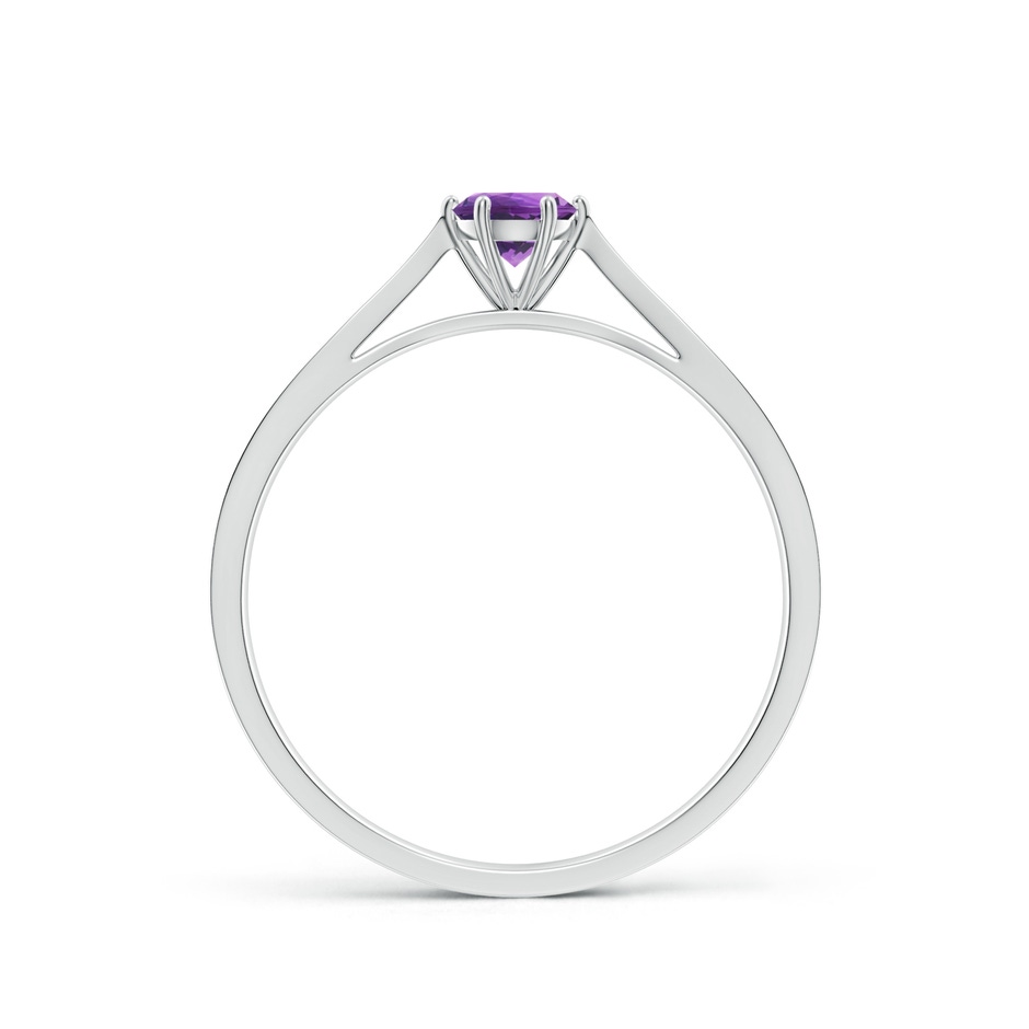 4mm AAA Tapered Shank Amethyst Solitaire Ring with Diamonds in P950 Platinum side-1