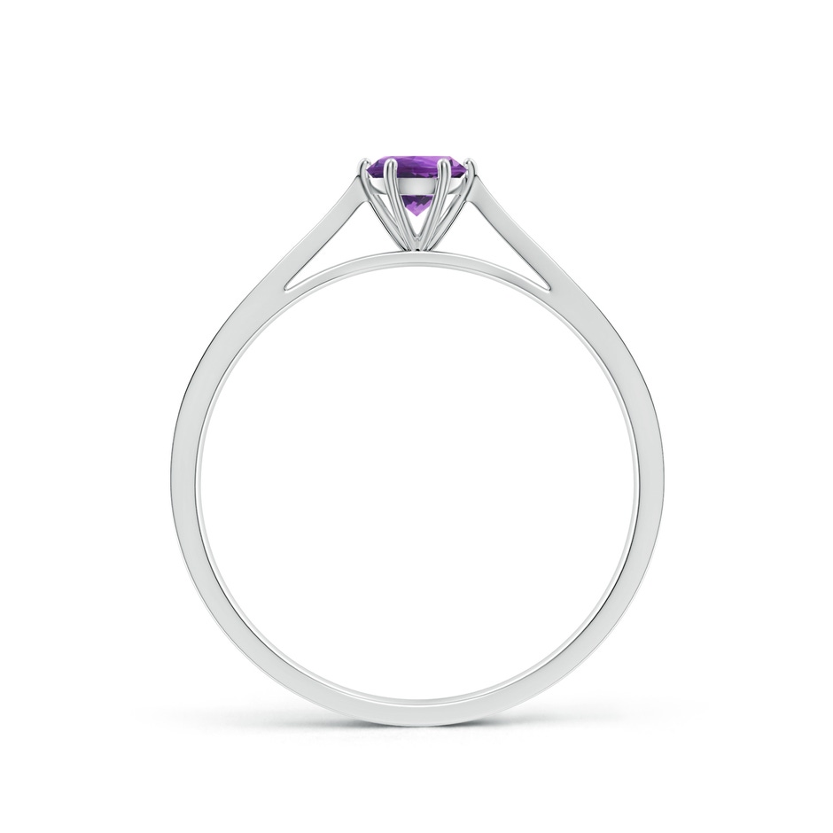 4mm AAA Tapered Shank Amethyst Solitaire Ring with Diamonds in White Gold side-1
