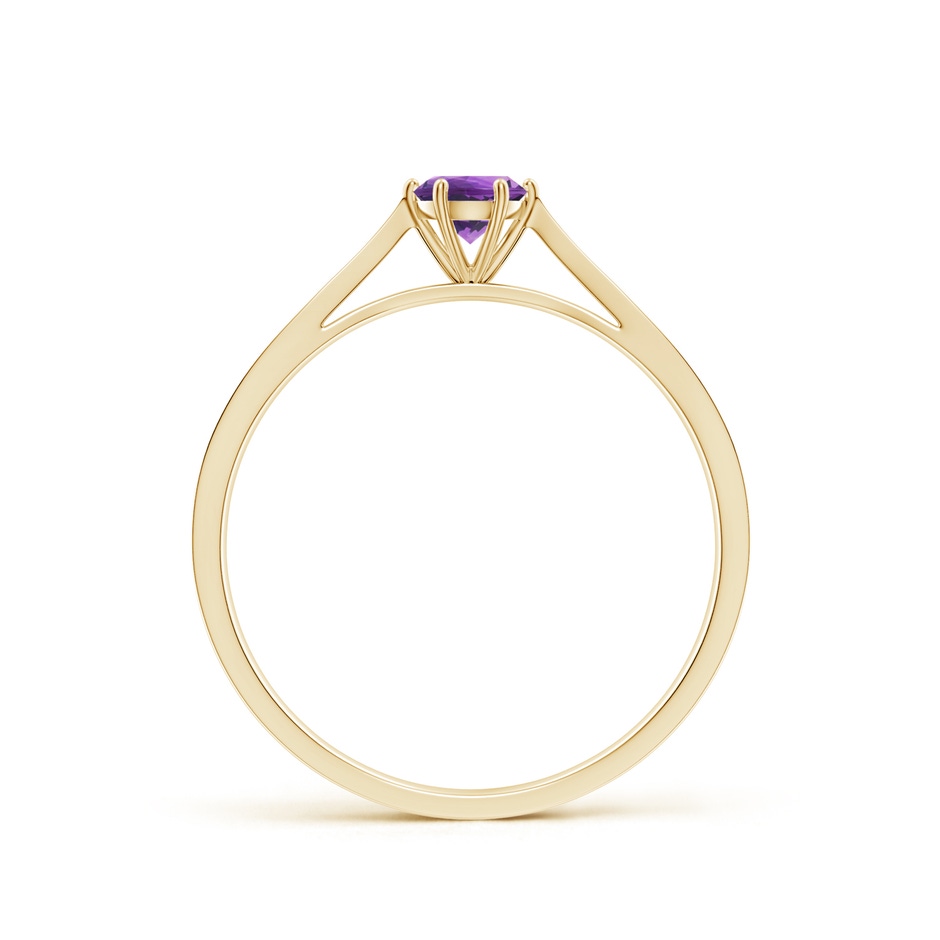 4mm AAA Tapered Shank Amethyst Solitaire Ring with Diamonds in Yellow Gold side-1