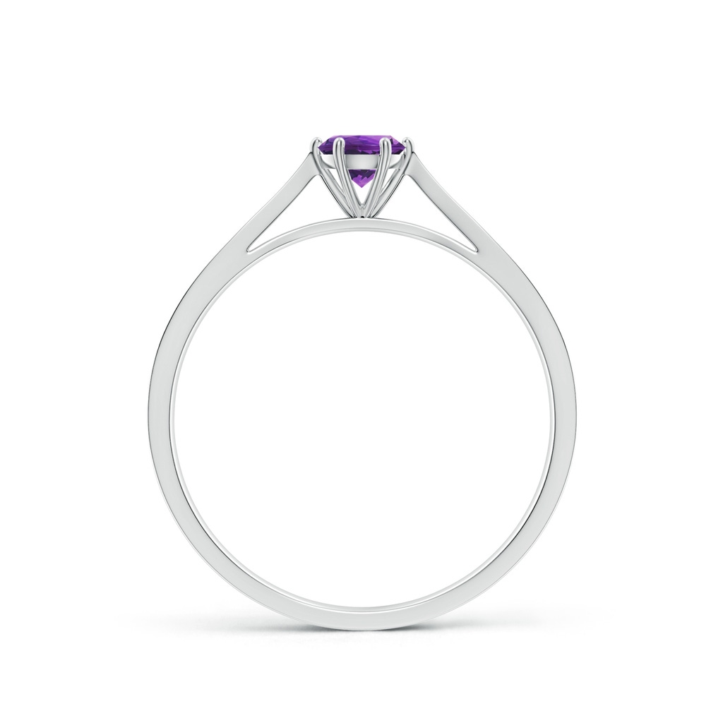 4mm AAAA Tapered Shank Amethyst Solitaire Ring with Diamonds in White Gold - side_1