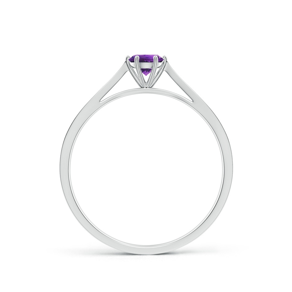 4mm AAAA Tapered Shank Amethyst Solitaire Ring with Diamonds in White Gold side-1