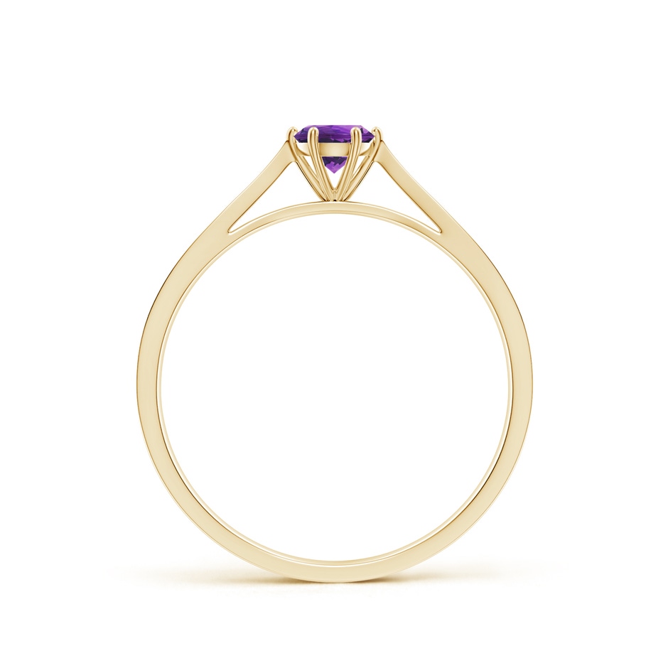 4mm AAAA Tapered Shank Amethyst Solitaire Ring with Diamonds in Yellow Gold side-1