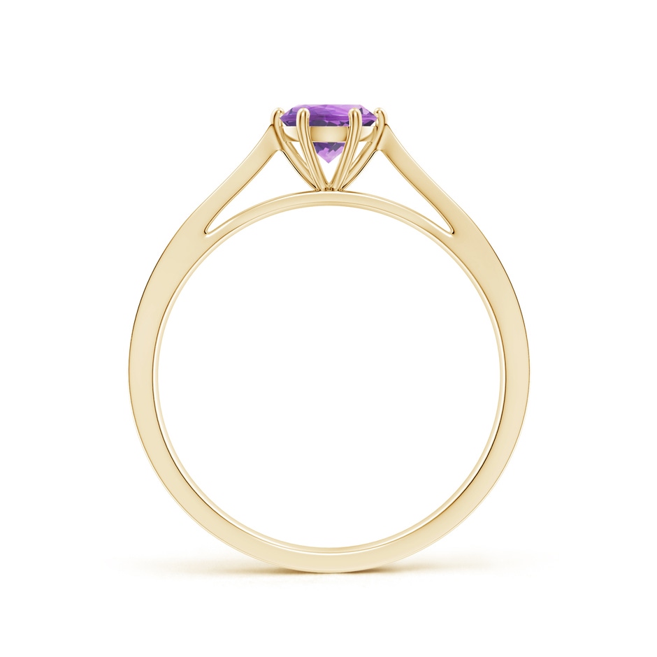 5mm A Tapered Shank Amethyst Solitaire Ring with Diamonds in Yellow Gold side-1