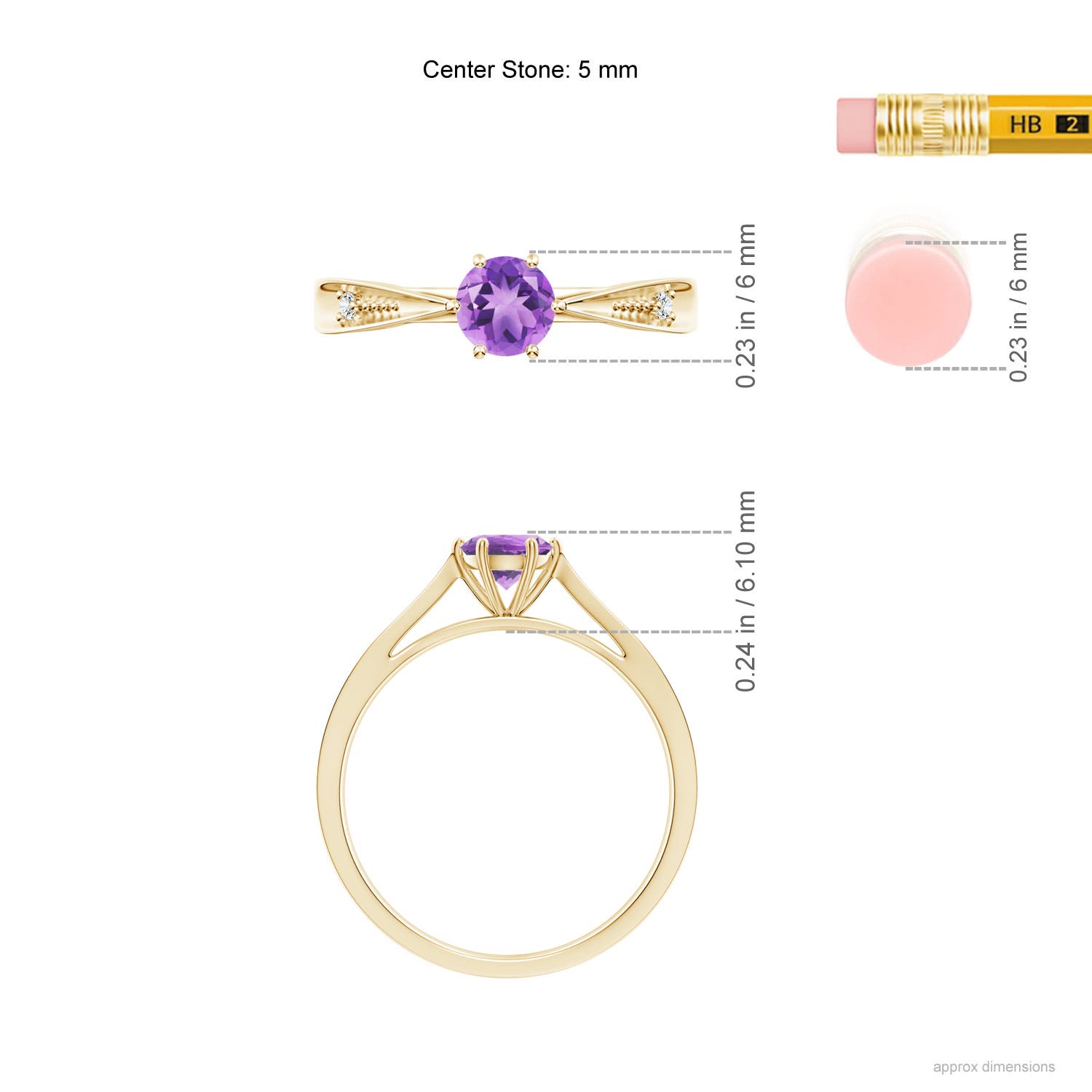 A - Amethyst / 0.47 CT / 14 KT Yellow Gold