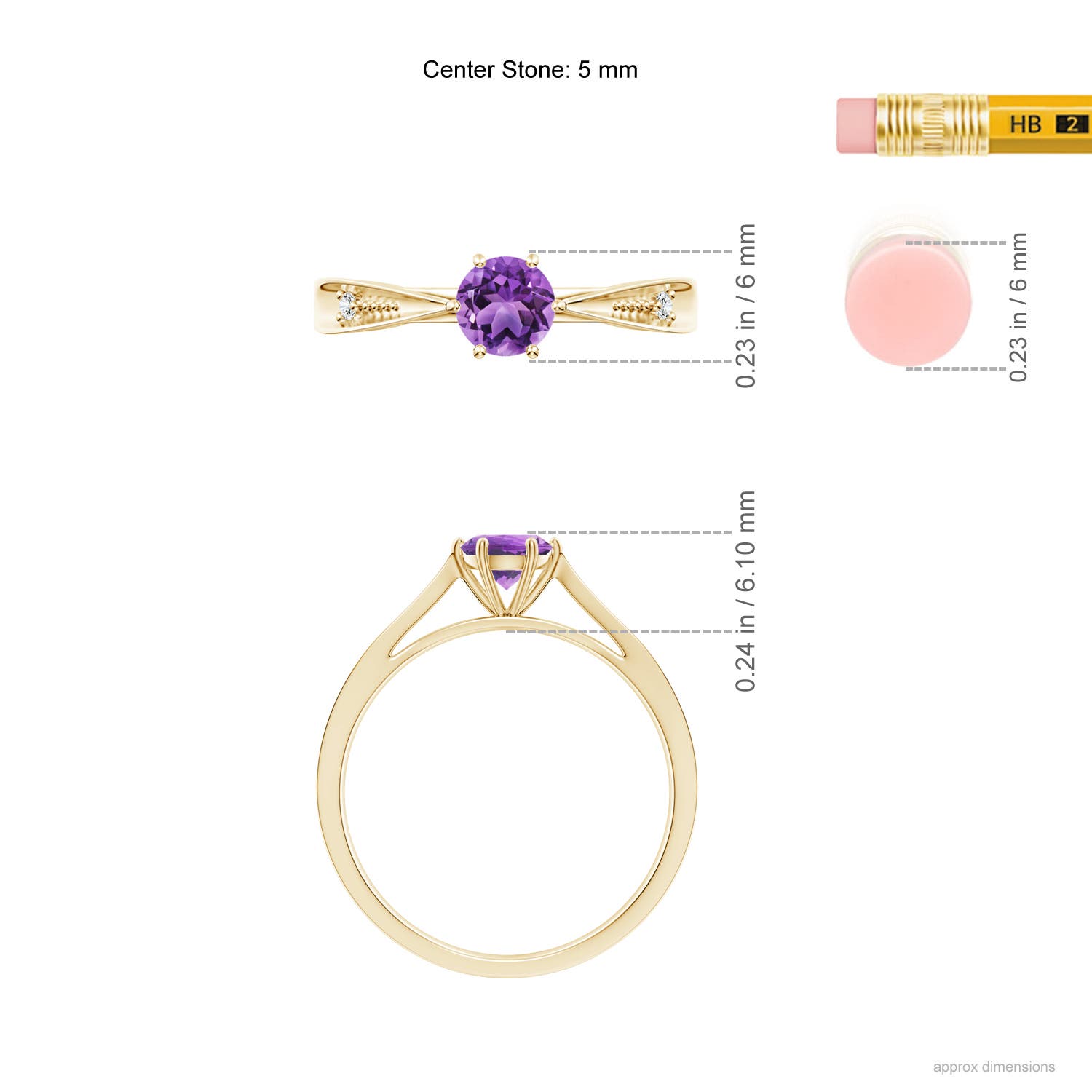 AA - Amethyst / 0.47 CT / 14 KT Yellow Gold