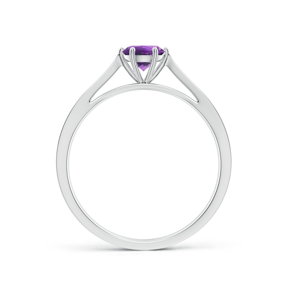 5mm AAA Tapered Shank Amethyst Solitaire Ring with Diamonds in P950 Platinum side-1