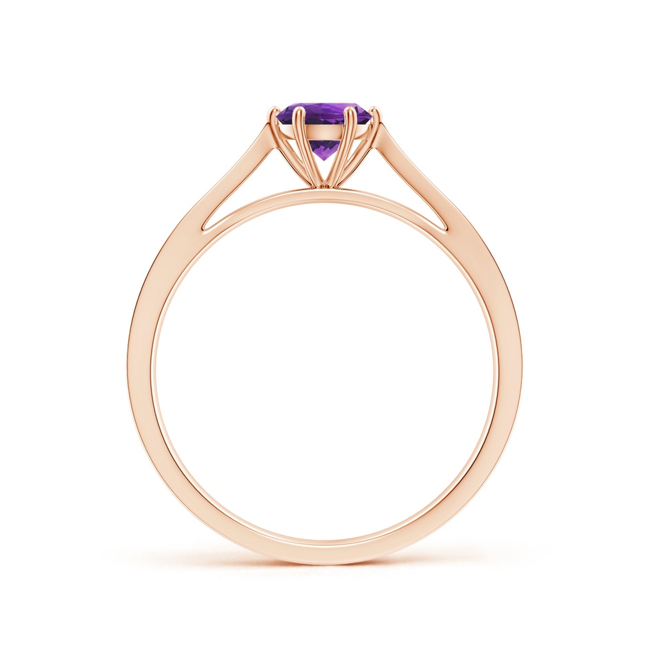 5mm AAAA Tapered Shank Amethyst Solitaire Ring with Diamonds in Rose Gold side-1