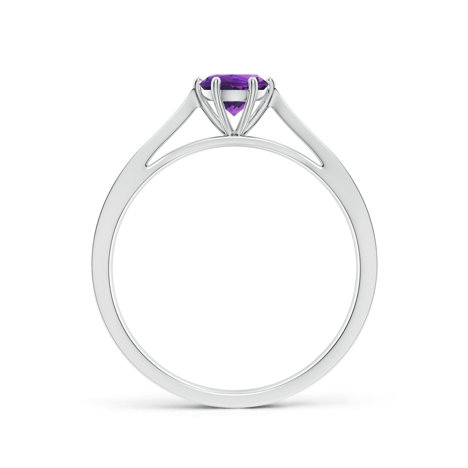 5mm AAAA Tapered Shank Amethyst Solitaire Ring with Diamonds in White Gold side-1