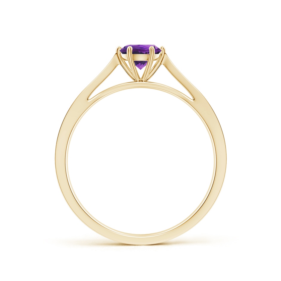 5mm AAAA Tapered Shank Amethyst Solitaire Ring with Diamonds in Yellow Gold side-1