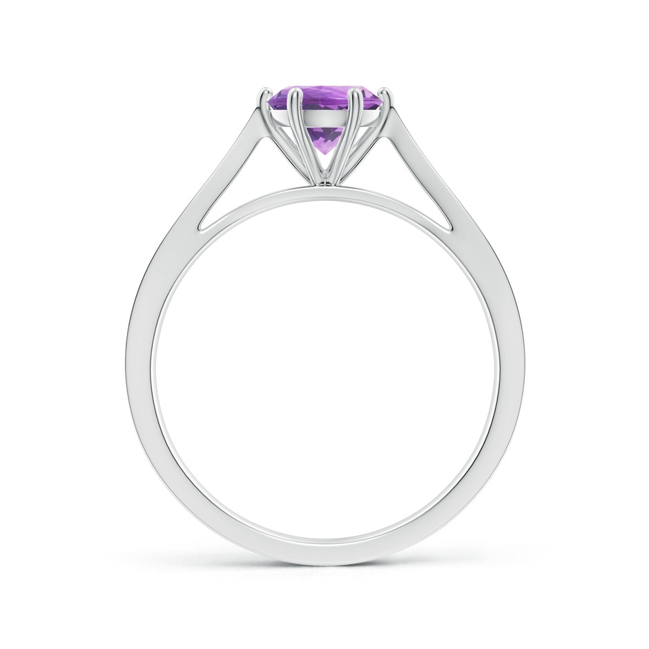 6mm A Tapered Shank Amethyst Solitaire Ring with Diamonds in White Gold side-1
