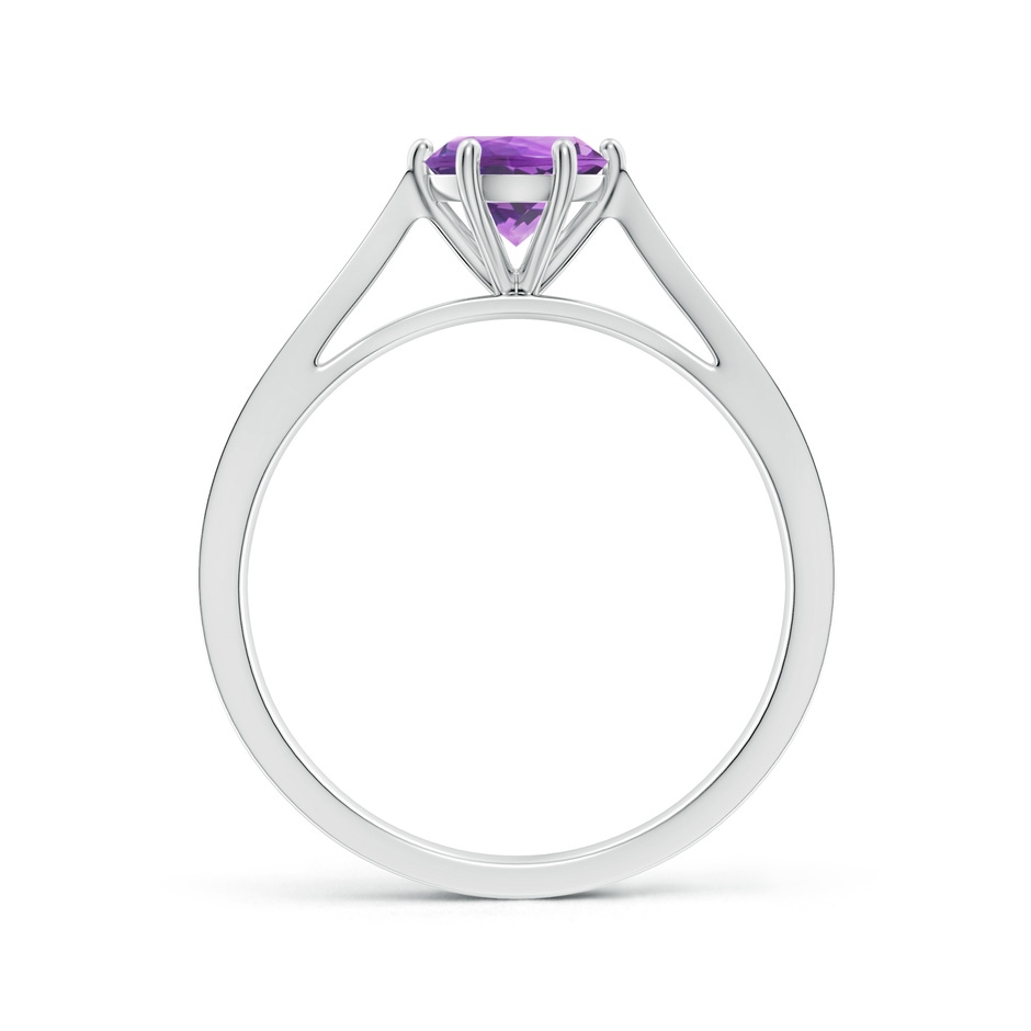 6mm AA Tapered Shank Amethyst Solitaire Ring with Diamonds in White Gold side-1