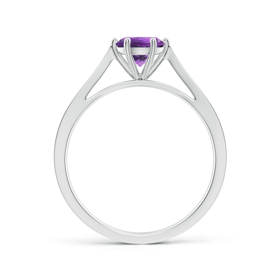 6mm AAA Tapered Shank Amethyst Solitaire Ring with Diamonds in White Gold side-1