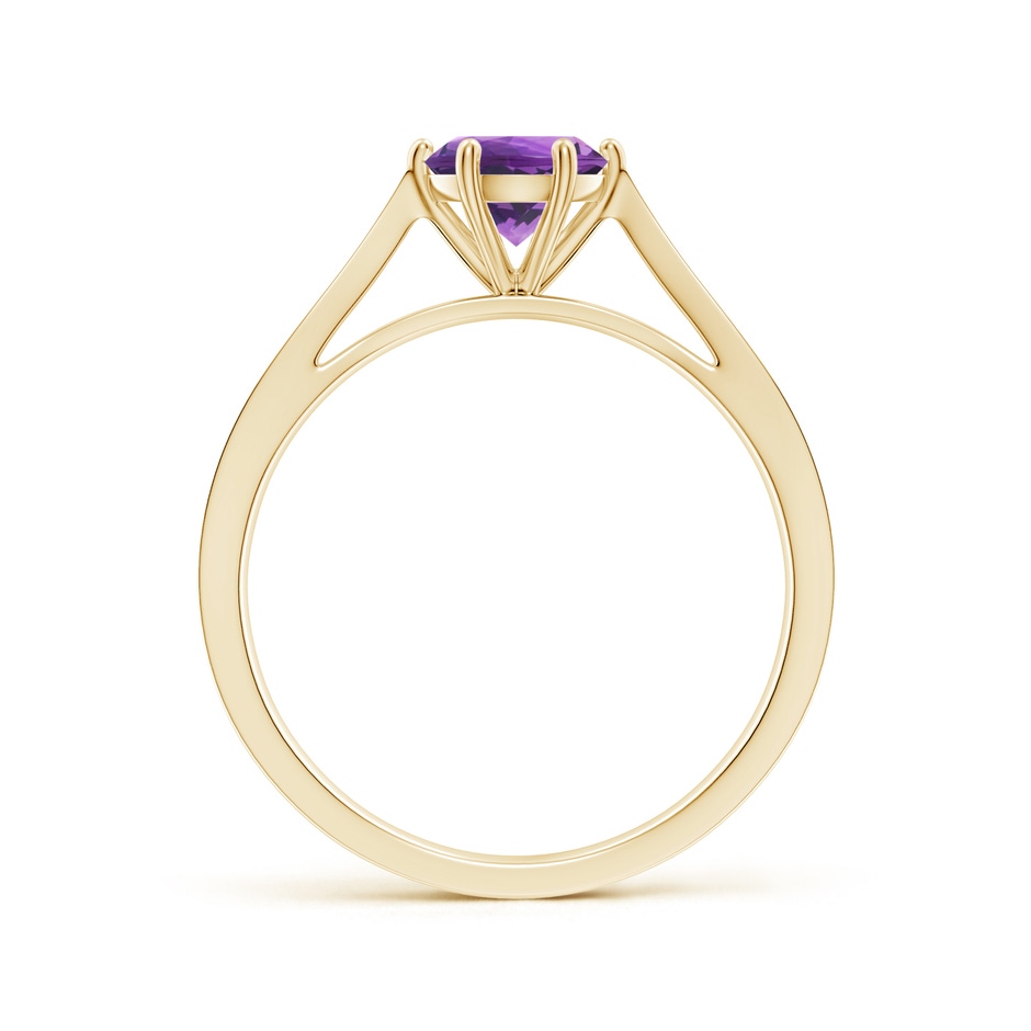 6mm AAA Tapered Shank Amethyst Solitaire Ring with Diamonds in Yellow Gold side-1