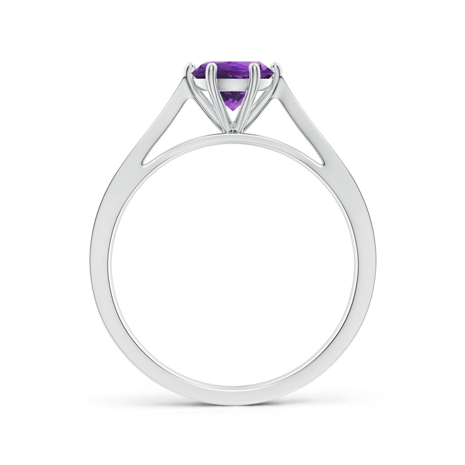 6mm AAAA Tapered Shank Amethyst Solitaire Ring with Diamonds in White Gold side-1