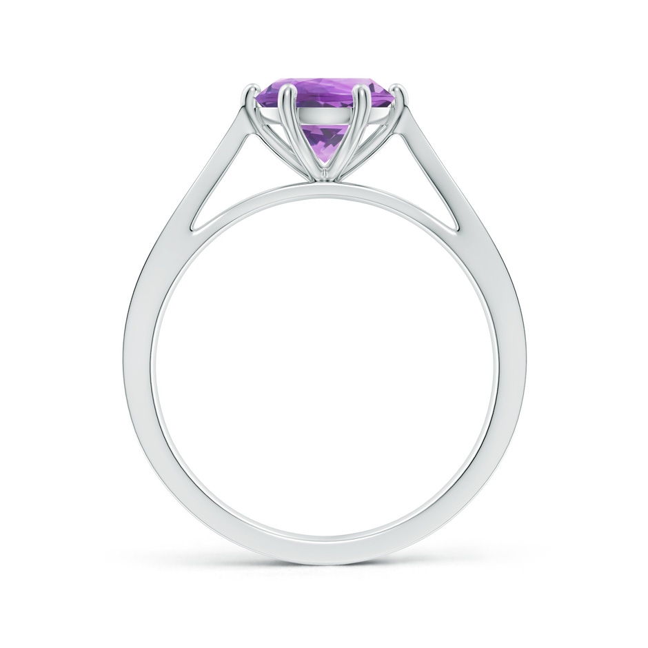 7mm A Tapered Shank Amethyst Solitaire Ring with Diamonds in White Gold side-1