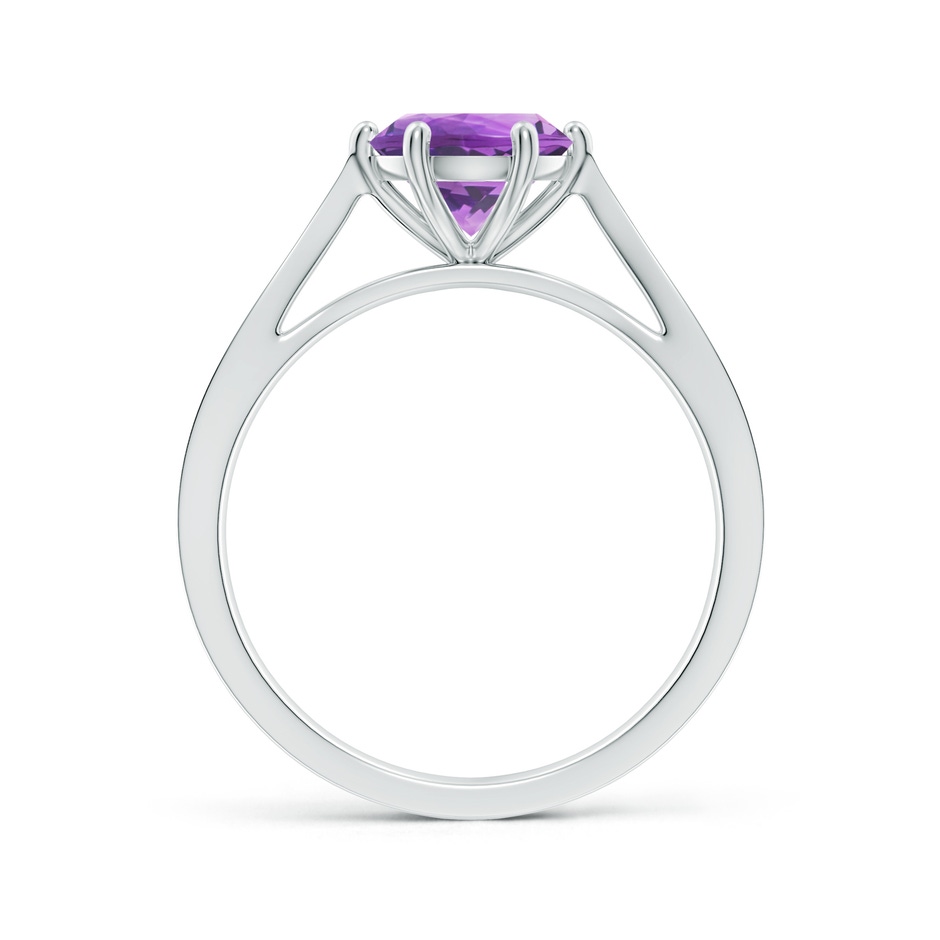 7mm AA Tapered Shank Amethyst Solitaire Ring with Diamonds in White Gold side-1