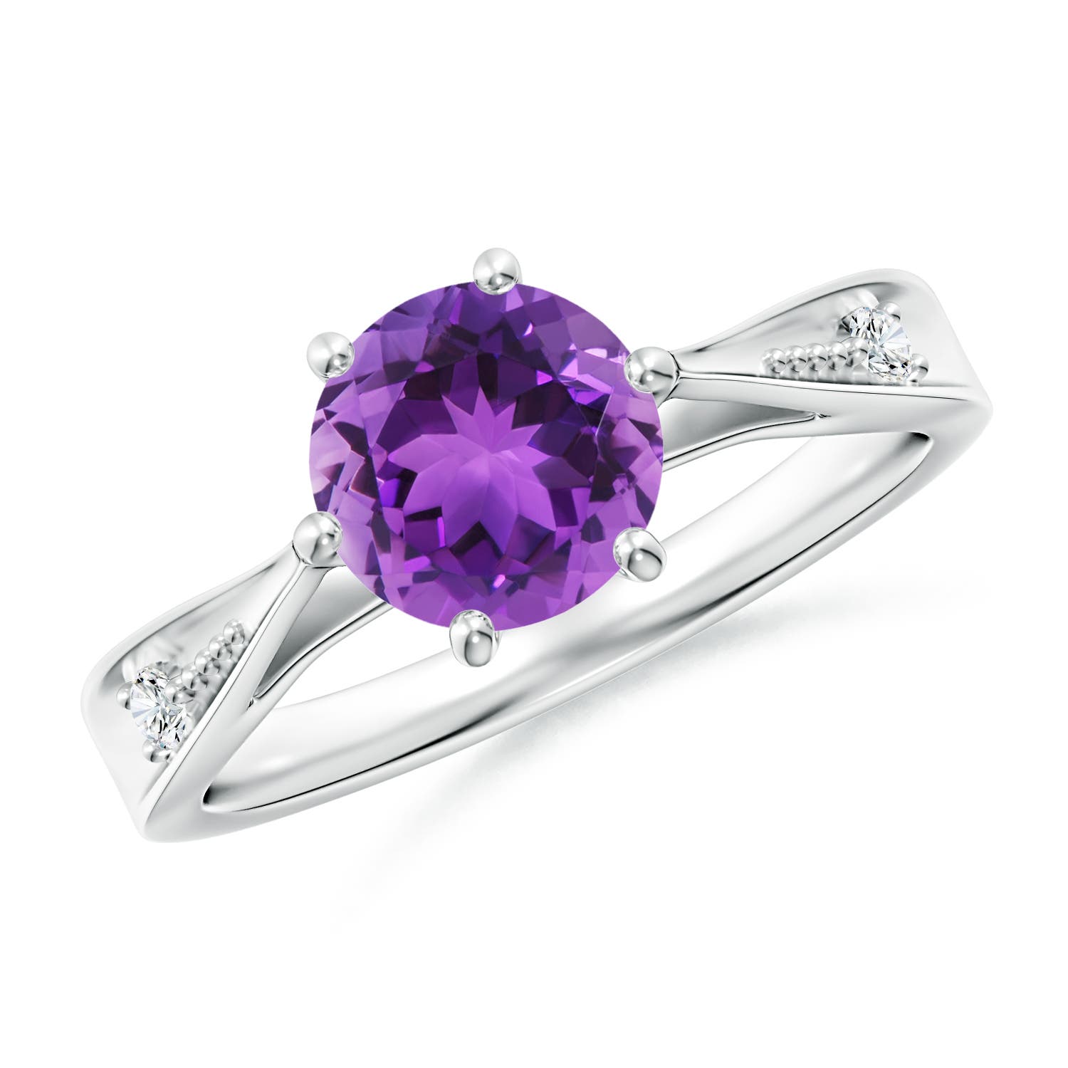 AAA - Amethyst / 1.18 CT / 14 KT White Gold