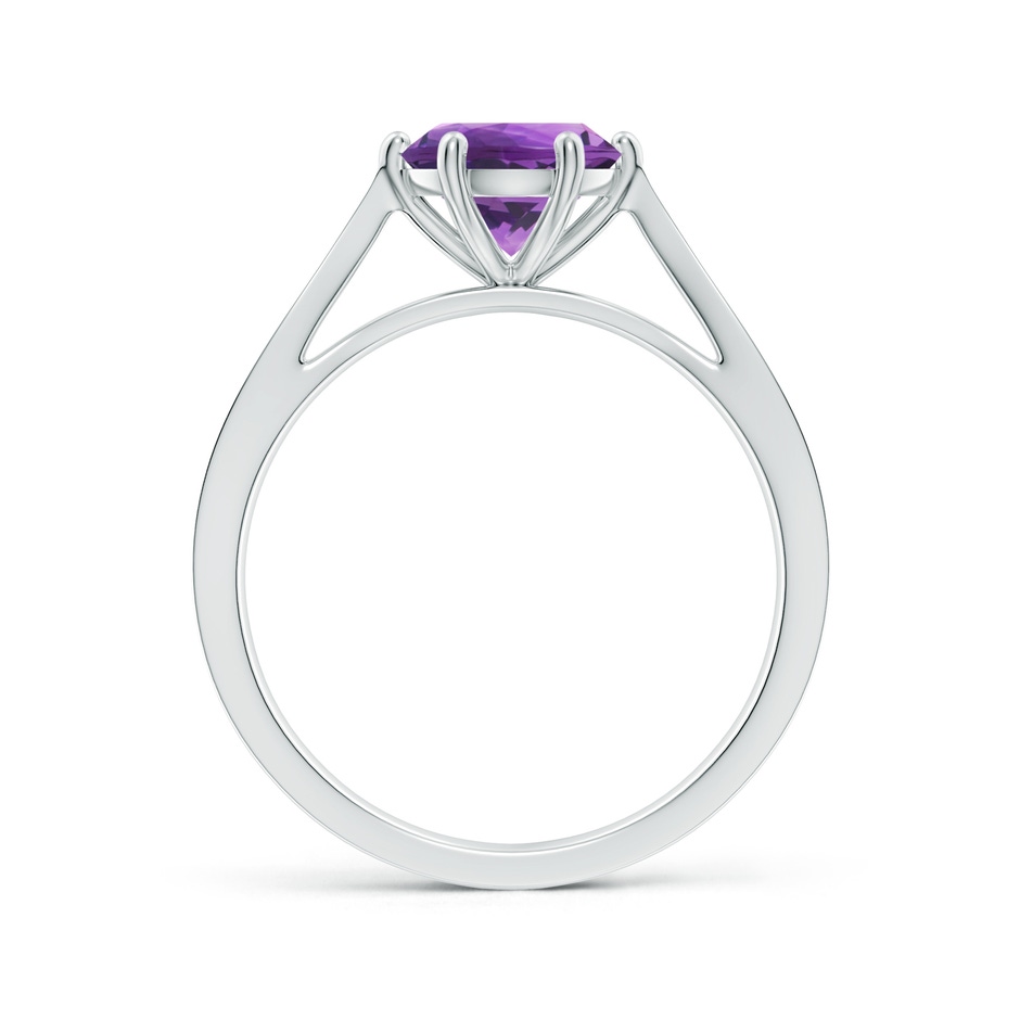 7mm AAA Tapered Shank Amethyst Solitaire Ring with Diamonds in White Gold side-1