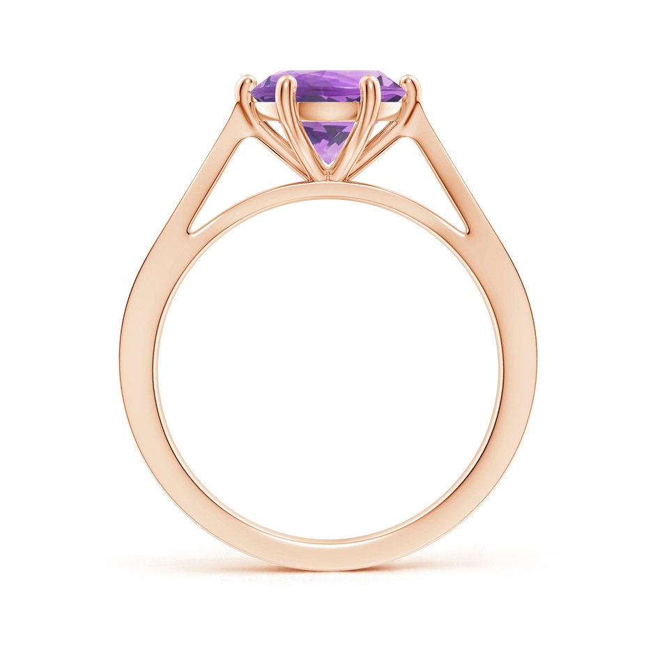 8mm A Tapered Shank Amethyst Solitaire Ring with Diamonds in Rose Gold side-1