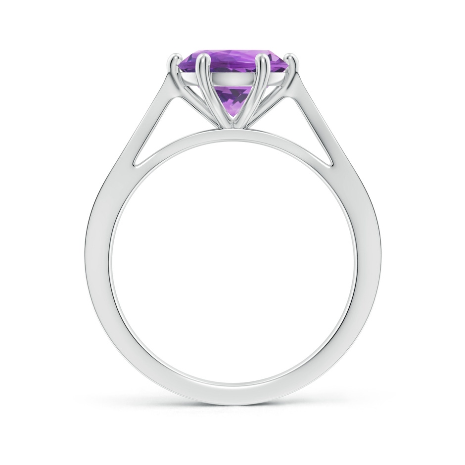 8mm AA Tapered Shank Amethyst Solitaire Ring with Diamonds in White Gold side-1