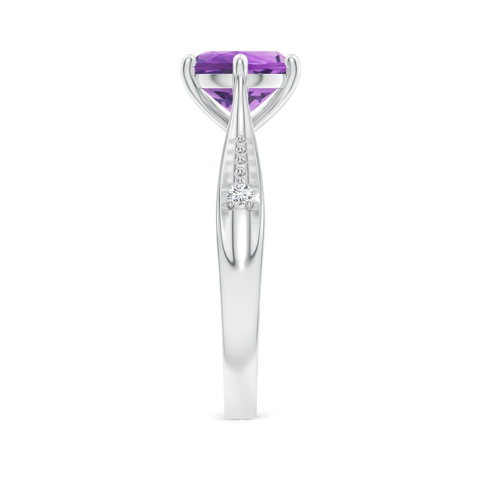 8mm AA Tapered Shank Amethyst Solitaire Ring with Diamonds in White Gold side-2
