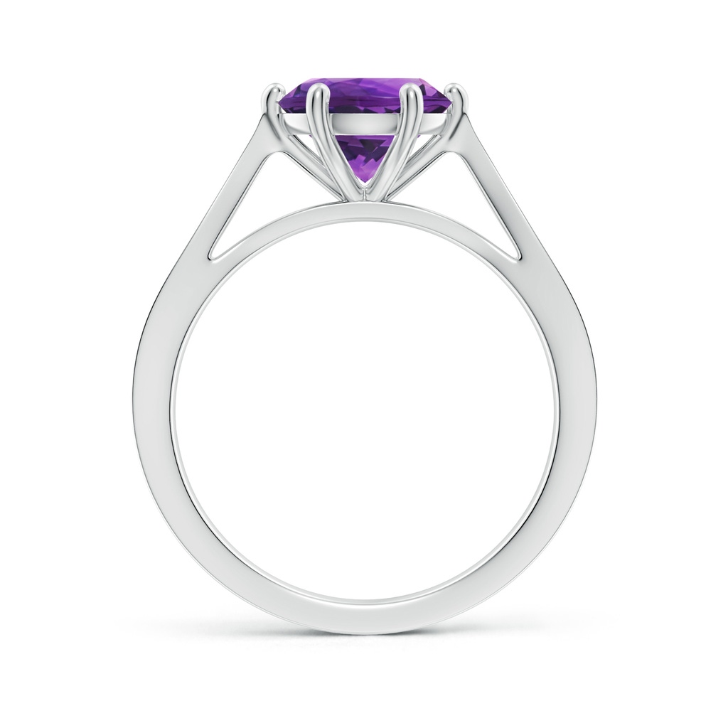 8mm AAAA Tapered Shank Amethyst Solitaire Ring with Diamonds in White Gold Side-1