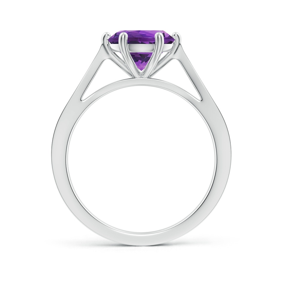 8mm AAAA Tapered Shank Amethyst Solitaire Ring with Diamonds in White Gold side-1