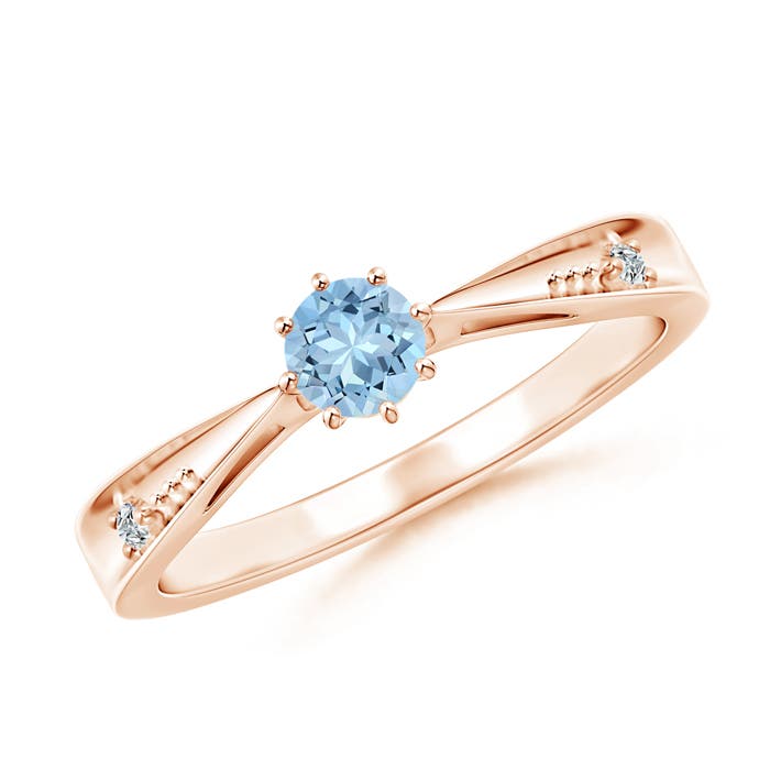 AAA - Aquamarine / 0.21 CT / 14 KT Rose Gold