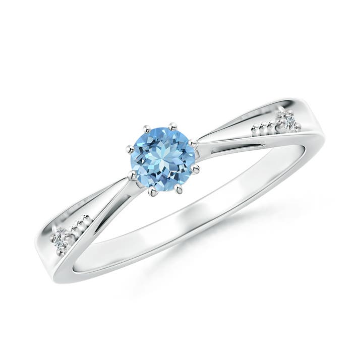 AAAA - Aquamarine / 0.21 CT / 14 KT White Gold