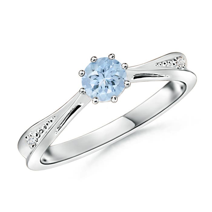 AA - Aquamarine / 0.42 CT / 14 KT White Gold