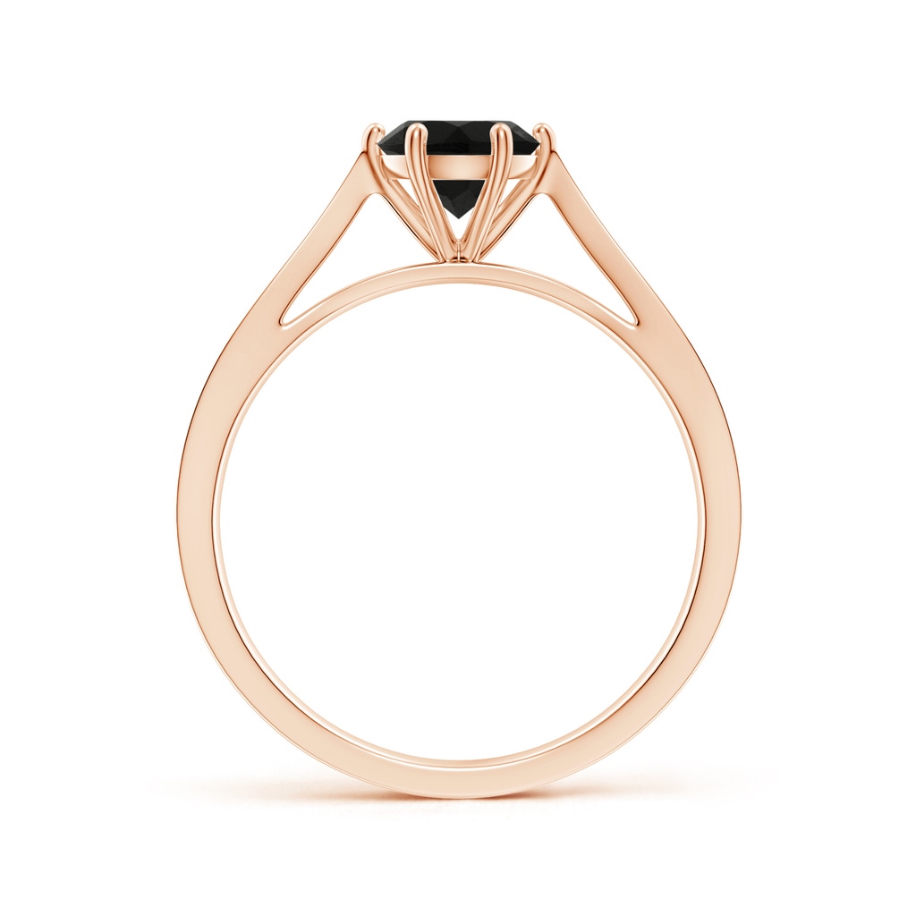 6mm AAA Tapered Shank Black Onyx Solitaire Ring with Diamonds in Rose Gold Side-1