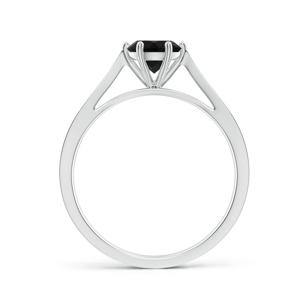 6mm AAA Tapered Shank Black Onyx Solitaire Ring with Diamonds in White Gold - side_1