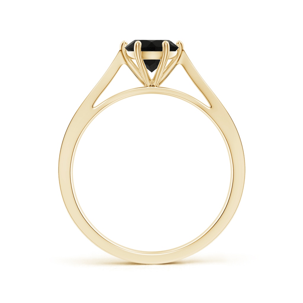 6mm AAA Tapered Shank Black Onyx Solitaire Ring with Diamonds in Yellow Gold - side_1