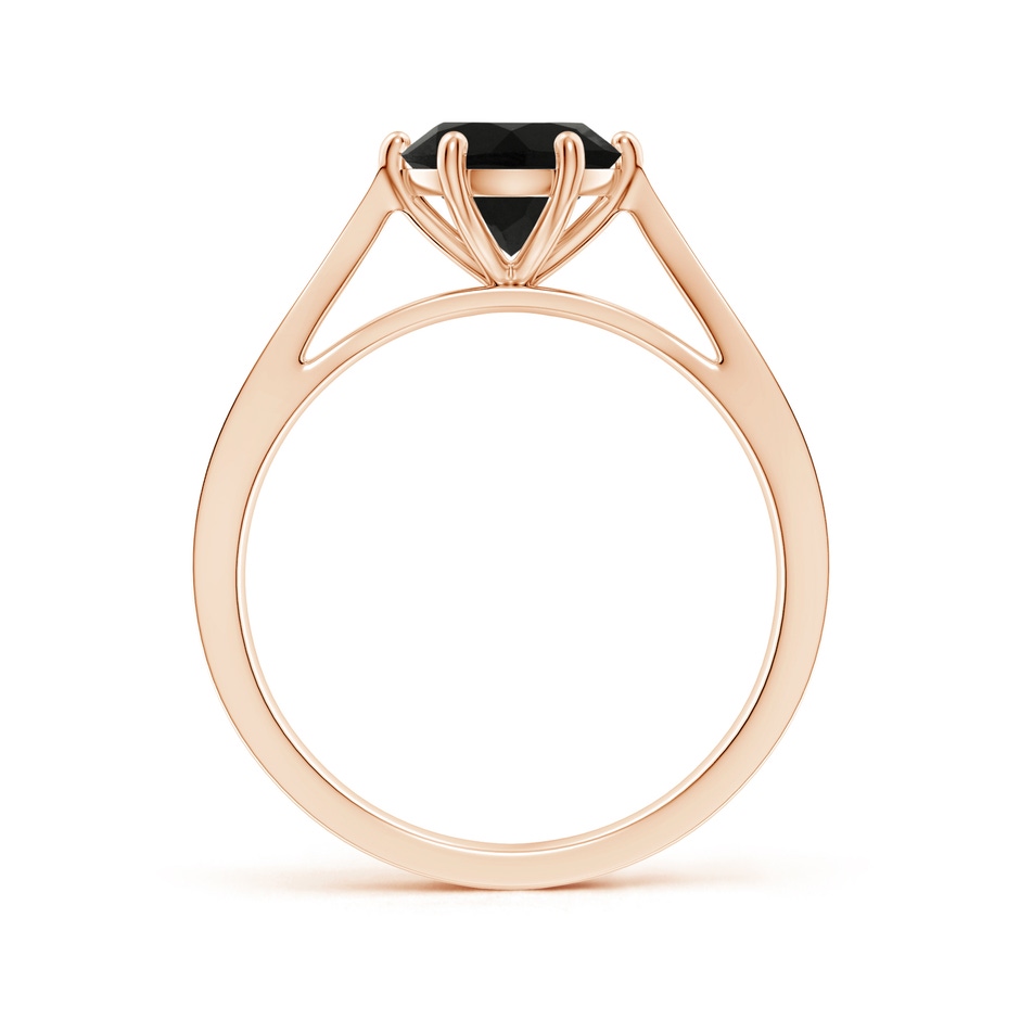 7mm AAA Tapered Shank Black Onyx Solitaire Ring with Diamonds in Rose Gold side-1