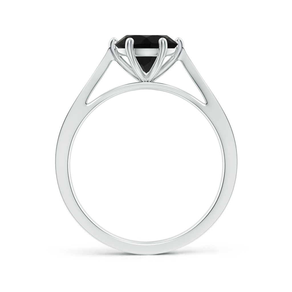 7mm AAA Tapered Shank Black Onyx Solitaire Ring with Diamonds in White Gold Side-1