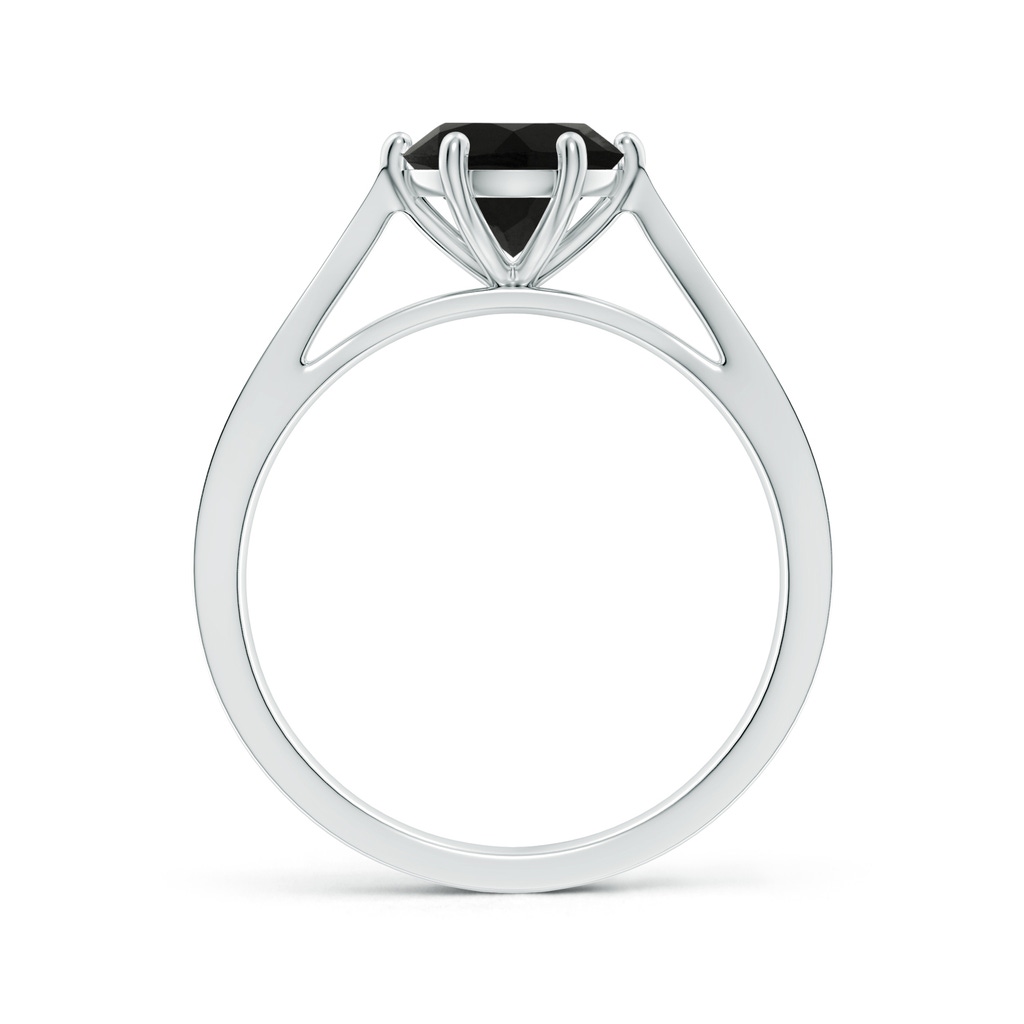 7mm AAA Tapered Shank Black Onyx Solitaire Ring with Diamonds in White Gold - side_1