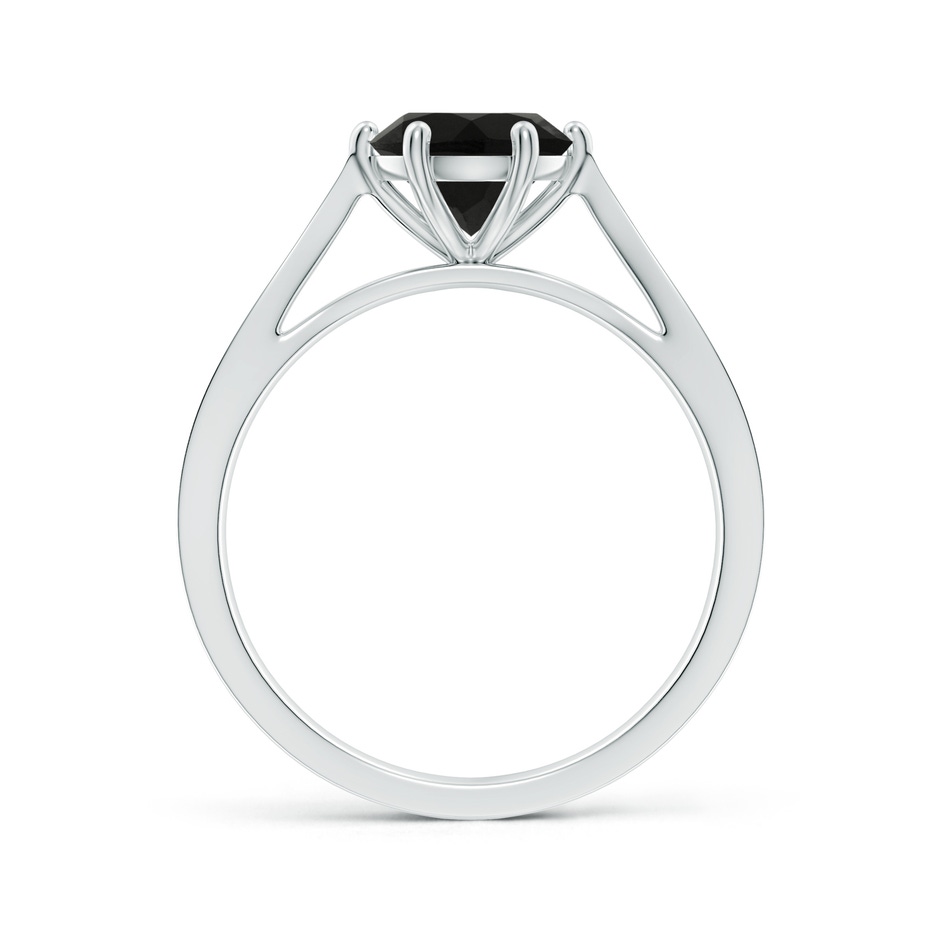 7mm AAA Tapered Shank Black Onyx Solitaire Ring with Diamonds in White Gold side-1